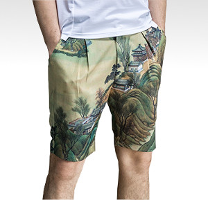 Traditional Eastern Beige Mens Printed Shorts At PILAEO